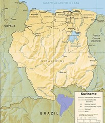 Surinam relief Map