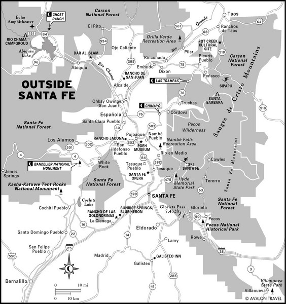 Surrounding Santa Fe, New Mexico Area Map