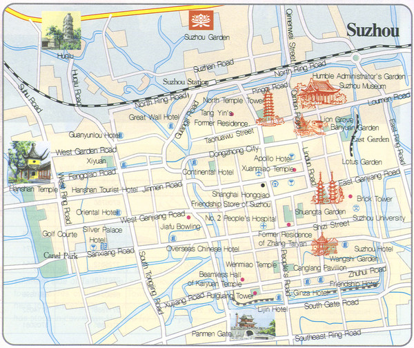 Suzhou China Tourist Map