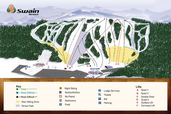 Swain Ski & Snowboard Resort Ski Trail Map