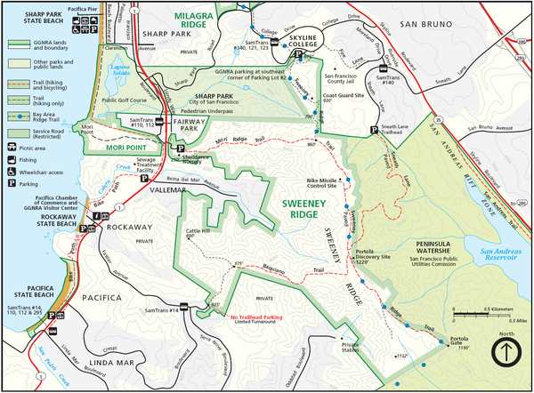 Sweeney Ridge Map