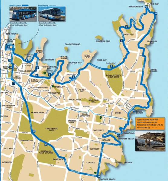 Sydney Bus Tour Map