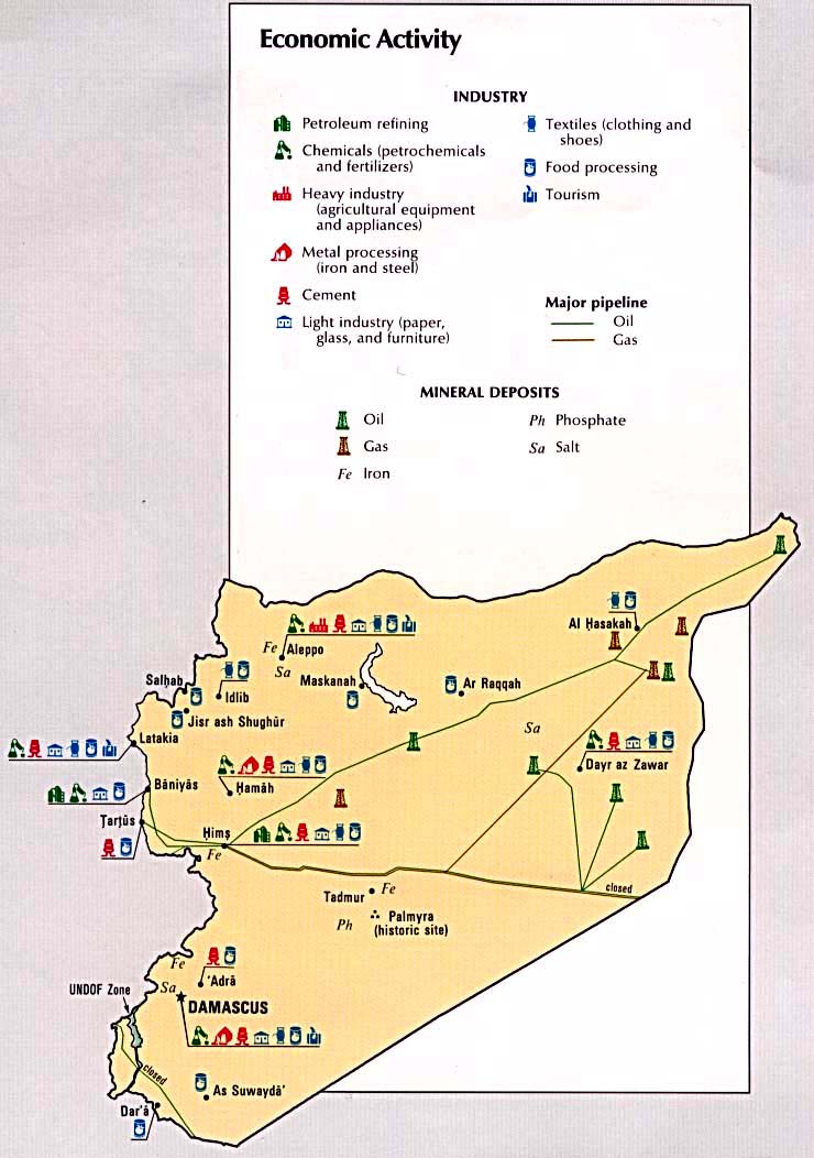 Syria Economic Activity Map Syria • mappery