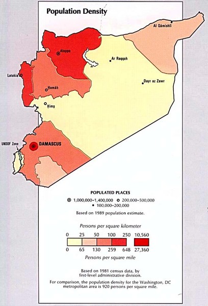 Syria Population Density Map