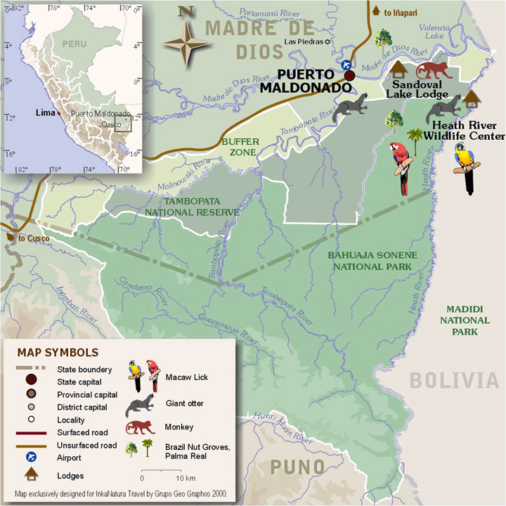Tambopata National Reserve Map • mappery