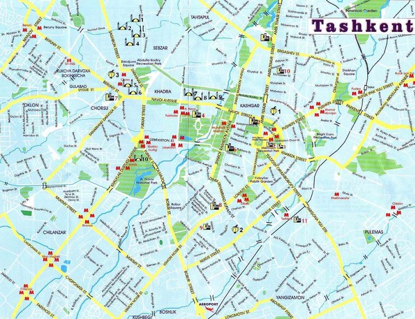 Tashkent, Uzbekistan Tourist Map