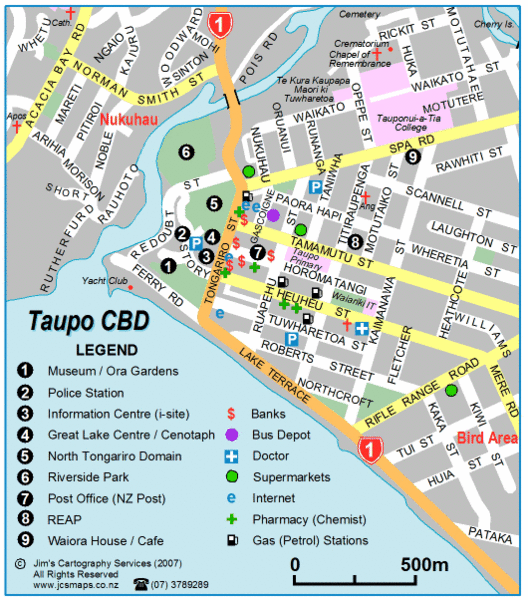 Map Of Taupo Area Taupo Town Map - Taupo New Zealand • Mappery