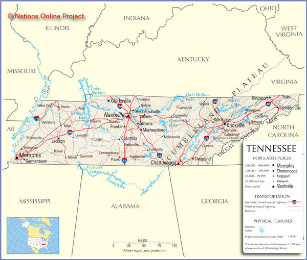 Tennessee Tourist Map - Tennessee • mappery