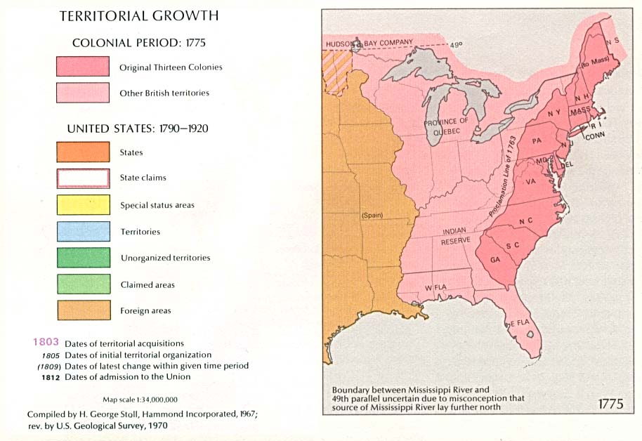 Territorial Expansion in Eastern United States 1775 Historical Map