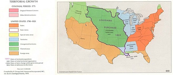 Territorial Expansion in Eastern United States - 1810 Historical Map