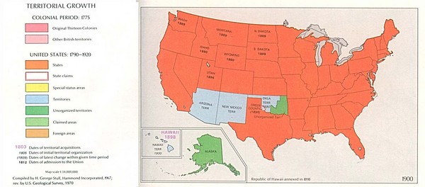 Territorial Expansion in Eastern United States - 1900 Historical Map