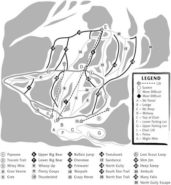 Teton Pass Ski Area Ski Trail Map