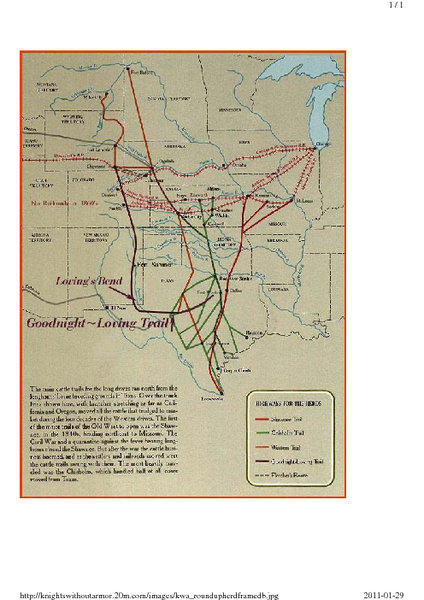 Texas, Cattle Trails Map