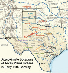 Texas Plains Indians - 19th Century - Map