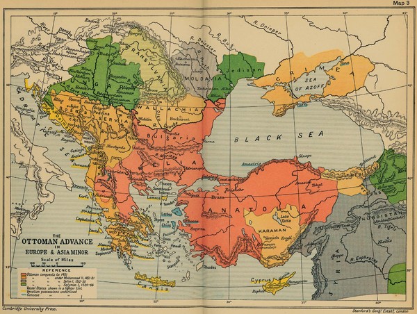 The Ottoman Advance of Europe and Asia Minor Map