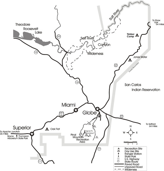 Theodore Roosevelt Lake Recreation Sites Map