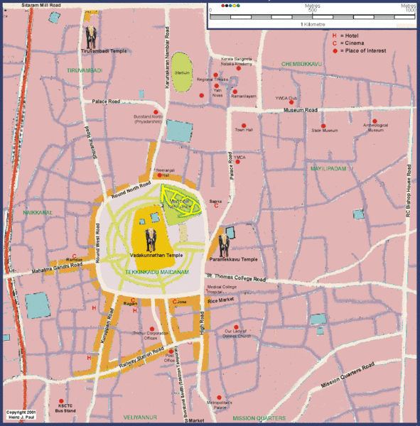 Thrissur Tourist Map