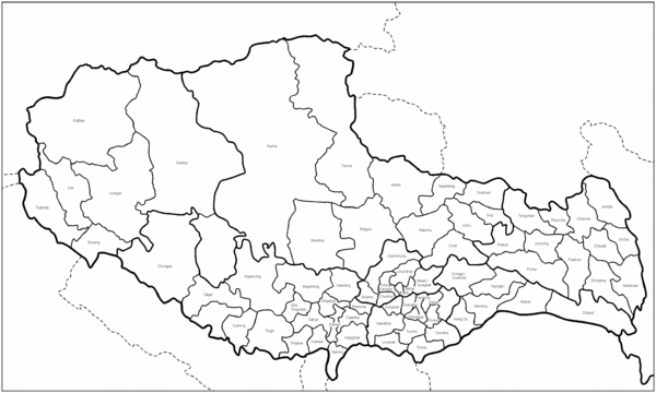 Tibet County Outline Map