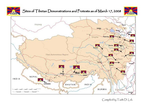 Tibet Protests Map