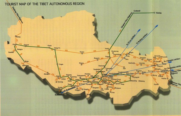 Tibet Railway Map