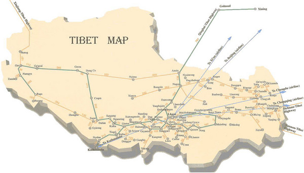 Tibet Transportation Map