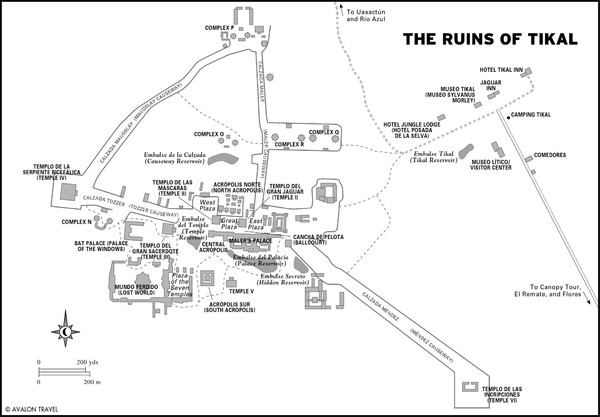 Tikal ruins Map