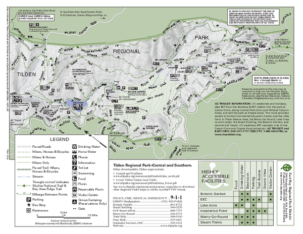 Tilden Regional Park Map - South