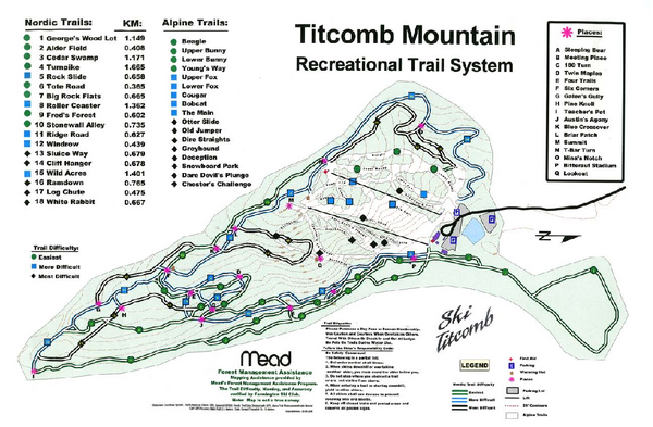 Titcomb Mountain Ski Trail Map