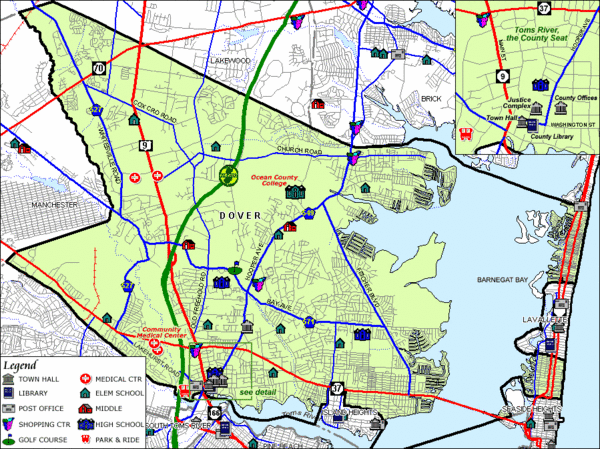 Tom's River, New Jersey City Map