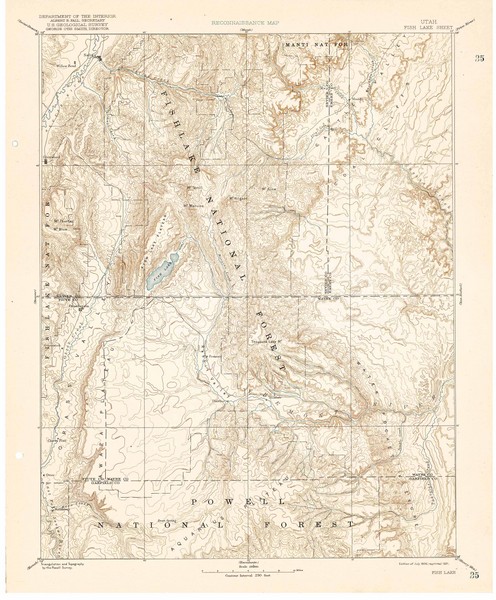 Topo Map of Capitol Reef Region (Fish Lake Quad) circa 1896