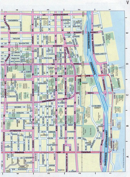 Toronto Canada Downtown Tourist Map