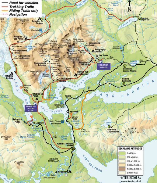 Torres del Paine National Park Map
