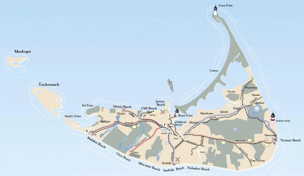 Tourist Map of Nantucket Island