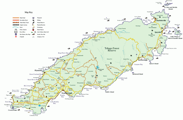Tourist and Road map of Tobago