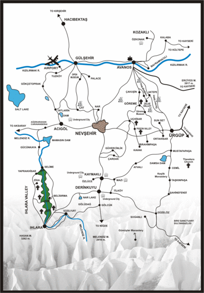 Tourist map of Cappadocia