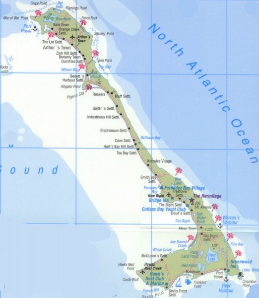 Tourist map of Cat Island