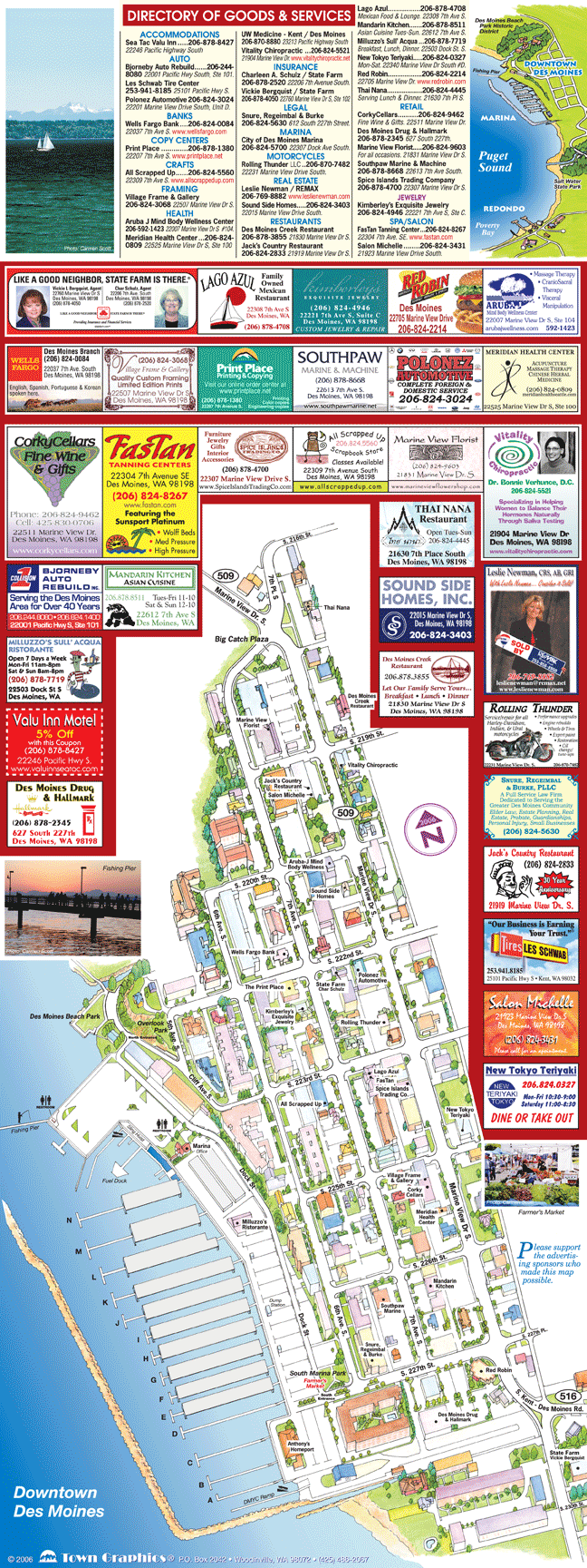 Tourist map of Downtown Des Moines Washington