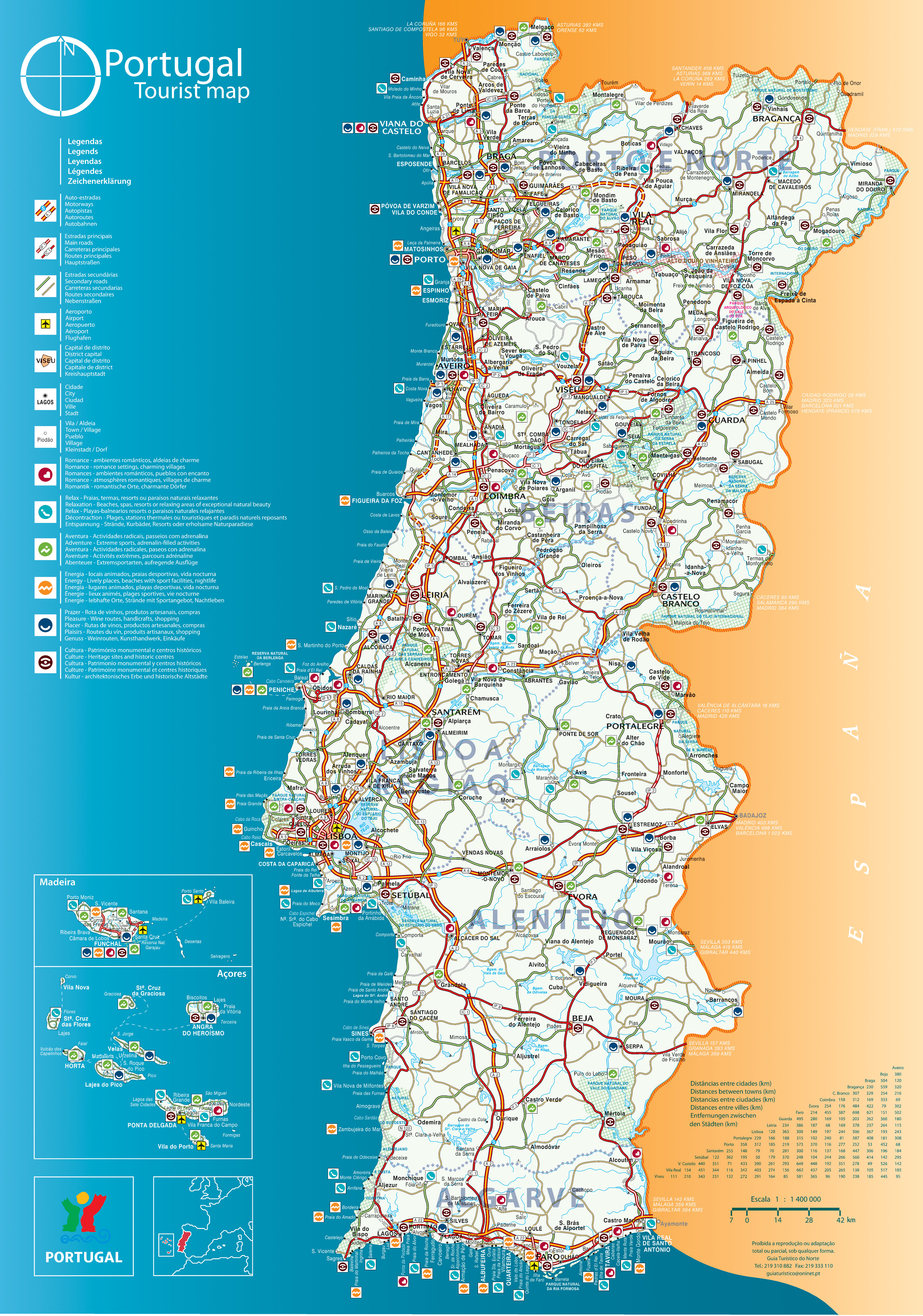 Portugal – mapa, Viagem Decaonline