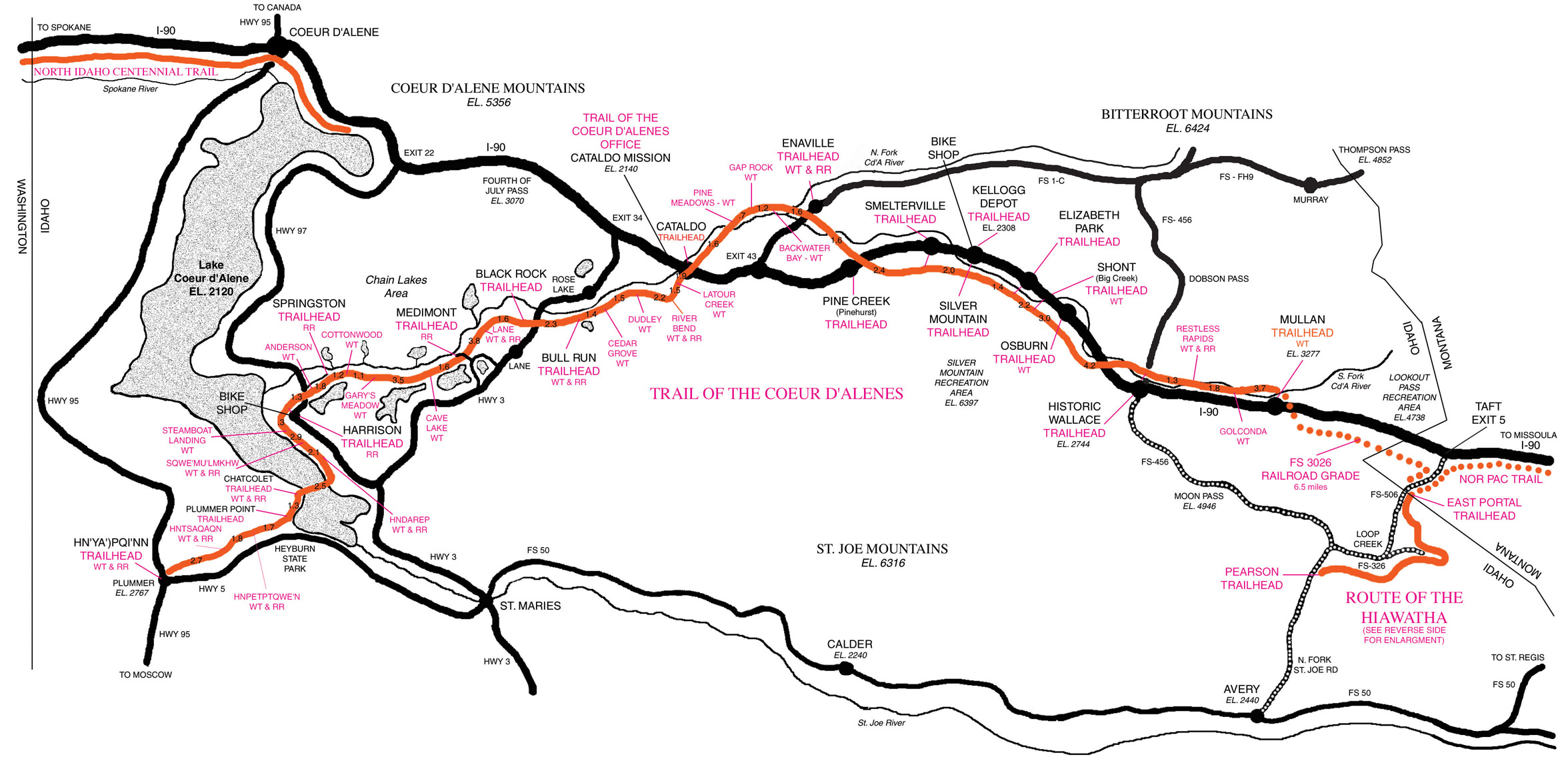 Trail of Coeur dAlenes Map Mullan Montana • mappery