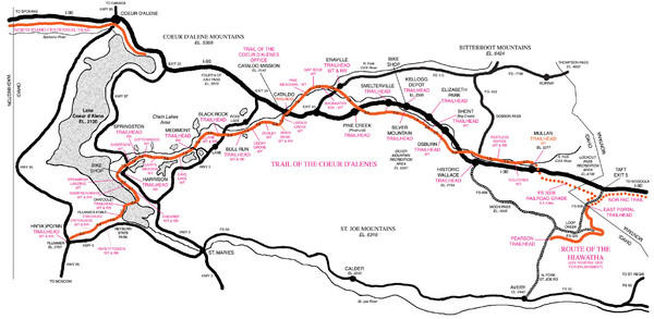 Trail of the Coeur d'Alenes Map