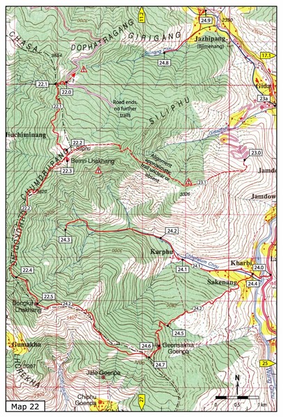 Trail to Bemri Lhakhang Map
