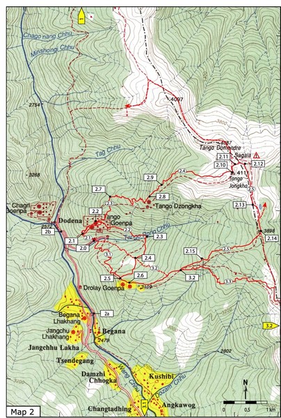 Trails near Tango Monastery, Thimphu Map