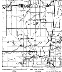 Transportaion for Benton County 1936 Map