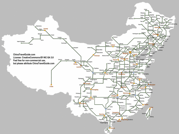 Travel Routes in China Map