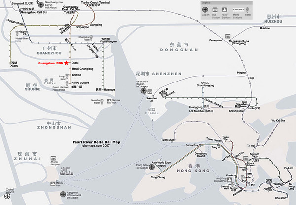 Travel Routes near Hong Kong Map