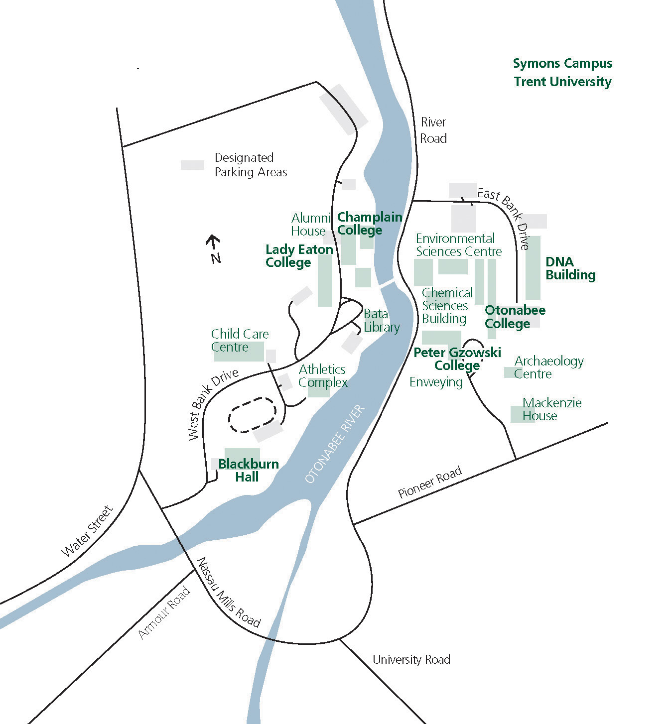 Trent University Campus Map 1600 West Bank Drive Peterborough Ontario