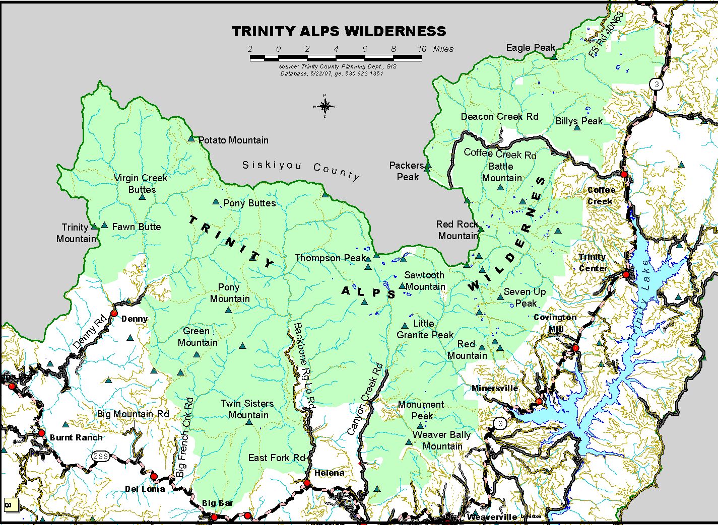 Trinity Alps Wilderness Map - Trinity Alps CA • mappery