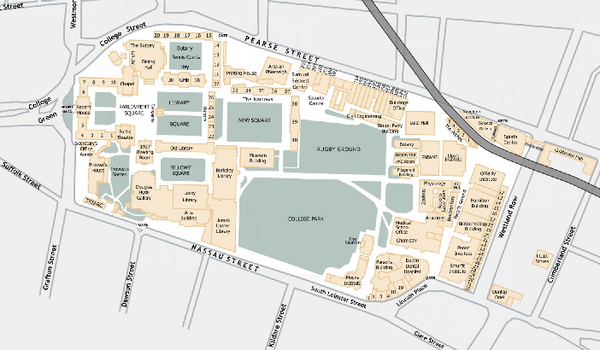 Trinity College Campus Map Trinity College Campus Map - Trinity College Dublin College Green Dublin 2  • Mappery