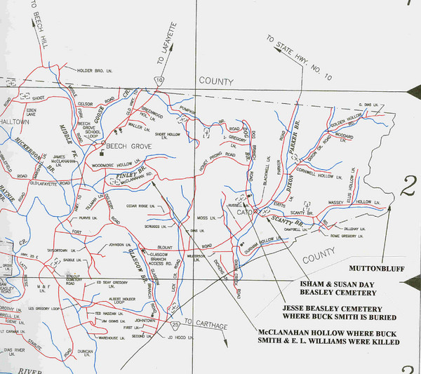 Trousdale County Muttonbluff Map