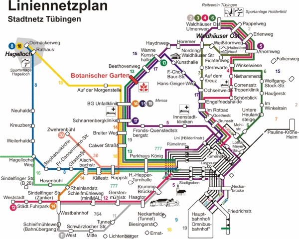 Tubingen Bus Map